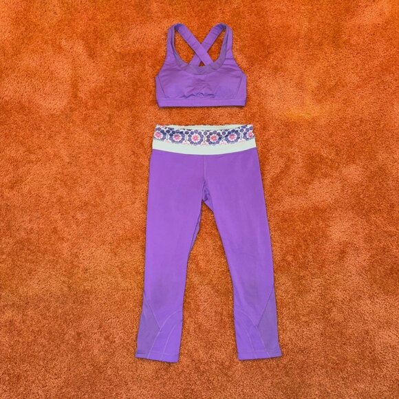 Lululemon Run Inspire Crop & Stuff Your Bra Power Purple Set Lot of 2 Size 4 - Picture 11 of 11